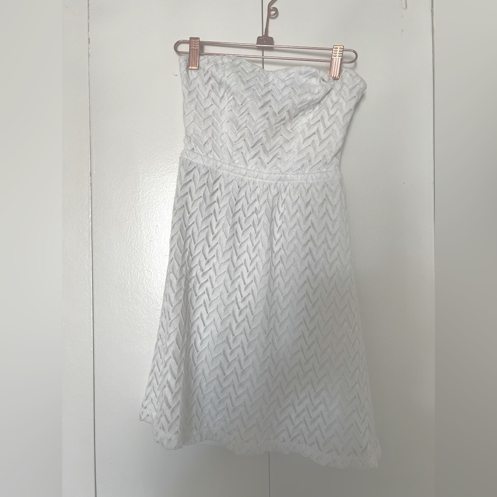 White Strapless Casual Mini Dress